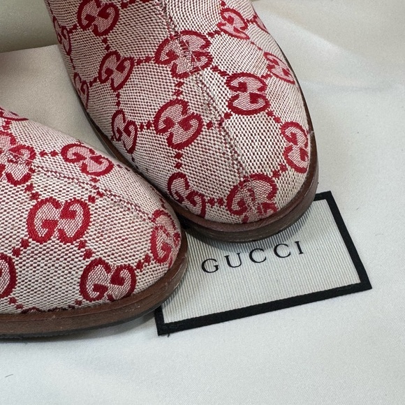 Gucci Thigh High Over the Knee GG Canvas Red Lisa Boots 8 - Picture 11 of 16